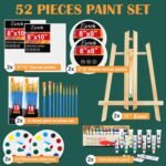 ESRICH Acrylic Paint Canvas Set,52 Piece Professional Painting Supplies Kit with 2 Wood Easel,2 * 12Colors,2 * 10 Brushes,Circular Canvas Etc,Premium Paint Kit for Kids,Students, Artists and Beginner - Image 3