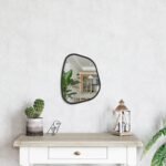 Black Asymmetrical Mirror Irregular Oval Wall Mirror Modern Wood Frame Unique Shape Wall Mounted Vanity Artistic Mirror Decorative for Living Room Bedroom Bathroom Entryway Large 16"x12" - Image 5