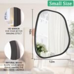 Black Asymmetrical Mirror Irregular Oval Wall Mirror Modern Wood Frame Unique Shape Wall Mounted Vanity Artistic Mirror Decorative for Living Room Bedroom Bathroom Entryway Large 16"x12" - Image 7