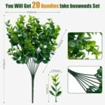 Lnoicy Artificial Greenery Plants Outdoor UV Resistant Fake Plants Boxwood Shrubs Grass,20 Bundles for Farmhouse Home Garden Office Patio Backyard Wedding and Indoor Outdoor Decoration - Image 3