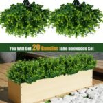 Lnoicy Artificial Greenery Plants Outdoor UV Resistant Fake Plants Boxwood Shrubs Grass,20 Bundles for Farmhouse Home Garden Office Patio Backyard Wedding and Indoor Outdoor Decoration - Image 4