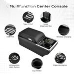 Coverado Center Console, Universal Bench Seat Center Console with Wireless Charging & Cup Holder & 7 Light Modes, Truck Back Seat Car Organizer, Rear Central Car Armrest Box with Storage, Black - Image 3