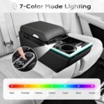 Coverado Center Console, Universal Bench Seat Center Console with Wireless Charging & Cup Holder & 7 Light Modes, Truck Back Seat Car Organizer, Rear Central Car Armrest Box with Storage, Black - Image 4