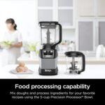 Ninja Blender, Compact Kitchen System, 1200W, 3 Functions for Smoothies, Dough & Frozen Drinks with Auto-IQ, 72-oz.* Blender Pitcher, 40-oz. Processor Bowl & 18-oz. Single-Serve Cup, Grey, AMZ493BRN - Image 5