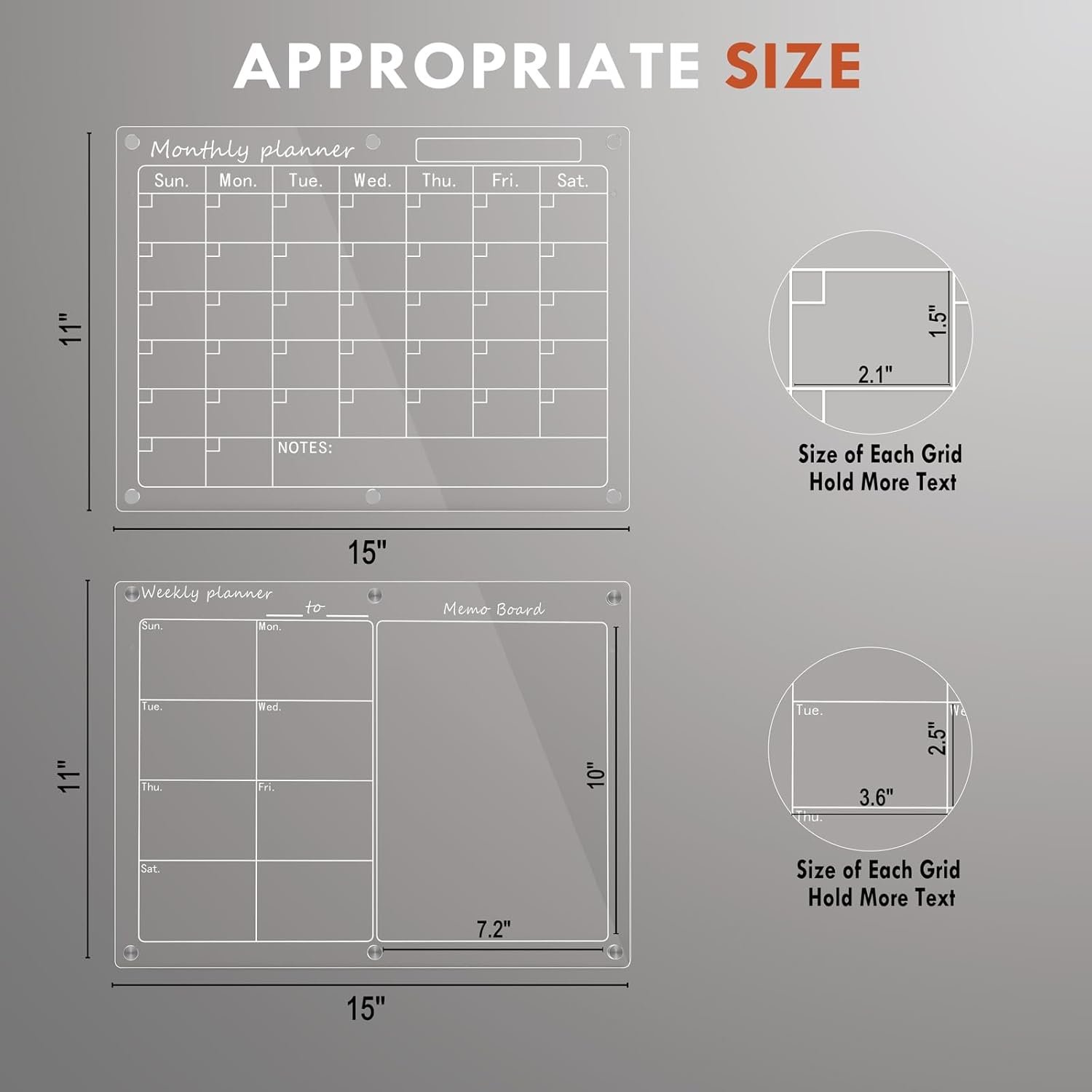 Magnetic Acrylic Calendar for Fridge,2 Pack 11"x15" Clear Fridge Calendar Dry Erase Magnetic Planning Boards Set for Refrigerator with 8 Colorful Highlight Markers - Image 8
