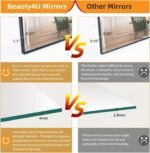 Beauty4U 65" x 24" Full Length Mirror with Stand, Black Wall Mounting Full Body Mirror, Metal Frame Full-Length Tempered Mirror for Living Room, Bedroom - Image 4