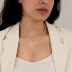 Layered Gold Necklaces for Women,Stackable Dainty 14K Gold Silver Plated Trendy Circle Paperclip Chain Pendant Choker Necklace,Simpl Diamond Cross Bow Jewelry Set Gifts for Women - Image 3