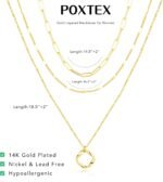 Layered Gold Necklaces for Women,Stackable Dainty 14K Gold Silver Plated Trendy Circle Paperclip Chain Pendant Choker Necklace,Simpl Diamond Cross Bow Jewelry Set Gifts for Women - Image 5