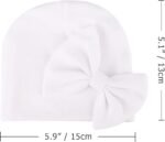 BQUBO Newborn Baby Girls Hats Mittens Set Hospital Hat Beanie Infant Bow Hats Baby Cotton Gloves for 0-6 Months - Image 5