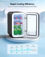 Mini Fridge,6 Liter / 8 Can Small Fridge for Bedroom, Car, Office & Dorm, AC100-120 V/DC 12 V Portable Thermoelectric Cooler & Warmer for Skincare, Food, Drinks,Black ﻿ - Image 5