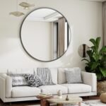 VooBang Large Black Round Bathroom Mirror, 48 inch Circle Wall Mounted Hanging Mirror with Simple Modern Circular Metal Frame for Hallway, Entryway, Living Room, Black Frame - Image 3