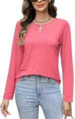 Long Sleeve Shirts for Women Crew Neck Women Long Sleeve Tops Casual Fall Tops Trendy Cute T Shirts Outfits Clothes - Image 3
