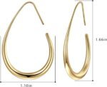 Lightweight Teardrop Hoop Earrings for Women - 14k Gold/White Gold Plated Large Oval Pull Through Hoop Earrings High Polished Statement Jewelry Gift for Women - Image 3