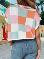 Girls Fall Crop Tops 2025 Cute Cap Sleeve Spring Summer Colorblock Loose Kids Knit Winter Sweaters Top - Image 4