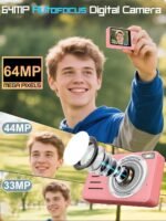 Digital Camera 4K 64MP 18X Zoom Compact Vlogging Camera with 2.8 inch Screen, 64GB microSD Card 1500mAh Battery HD Digital Video Camera for Boys, Girls, Teens, and Beginners(4K Camera Pink) - Image 3
