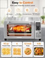 Nuwave Bravo Pro Smart 21QT Toaster Oven Air Fryer Combo, Convection Oven Countertop, 10 functions all in 1, with even & quick crisp technology, 50-450°F, 1800W, Stainless Steel - Image 4