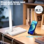 White crown LED Desk Lamp Dimmable Table Lamp Reading Lamp with USB Charging Port, 5 Lighting Modes, Sensitive Control, 30/60 Minutes Timer (White, First-Generation) - Image 4