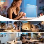 White crown LED Desk Lamp Dimmable Table Lamp Reading Lamp with USB Charging Port, 5 Lighting Modes, Sensitive Control, 30/60 Minutes Timer (White, First-Generation) - Image 6