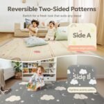 Mallify Foldable Play Mat, Reversible Baby Play Mat with Edge Reinforcement, Non-Toxic & Waterproof Baby Mat for Floor, Foam Playmat for Infants Toddlers, Rainbow, Cloud & Moon, 50''x50'' - Image 8