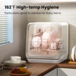 COMFEE' Countertop Dishwasher, Portable Dishwasher with 6L Built-in Water Tank, Mini Dishwasher with More Space Inside, 7 Programs, UV Hygiene& Auto Door Open, for Apartments, Dorms& RVs, White - Image 6