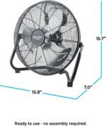Comfort Zone Cradle Floor Fan, 12 inch, 3 Speed, High Velocity, 180 Degree Adjustable Tilt, All-Metal, Carry Handle, Rubber Feet, Airflow 15.42 ft/sec, Ideal for Home, Bedroom & Office, CZHV12B - Image 4