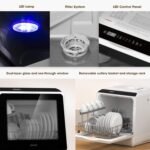 NOVETE Portable Countertop Dishwashers, Compact Dishwashers with 5L Built-in Water Tank & Inlet Hose, 5 Washing Programs, Baby Care, Air-Dry Function and LED Light for Small Apartments - Image 9