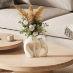 White Vases for Decor, Heart Shaped Ceramic Vase Set of 2, Nordic Heart Shaped Vases, Minimalist Decorative Vase for Table Centerpiece Wedding Dining Living Room Office House Decoration - Image 3