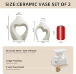 White Vases for Decor, Heart Shaped Ceramic Vase Set of 2, Nordic Heart Shaped Vases, Minimalist Decorative Vase for Table Centerpiece Wedding Dining Living Room Office House Decoration - Image 4