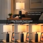 24.5" Black Lamps Set of 2, Modern Table Lamps for Living Room with USB C+A Ports, Creative Stripe Touch Lamps for Nightstand, 2 Bulbs Included - Image 5