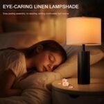 24.5" Black Lamps Set of 2, Modern Table Lamps for Living Room with USB C+A Ports, Creative Stripe Touch Lamps for Nightstand, 2 Bulbs Included - Image 6