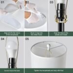 24.5" Black Lamps Set of 2, Modern Table Lamps for Living Room with USB C+A Ports, Creative Stripe Touch Lamps for Nightstand, 2 Bulbs Included - Image 10