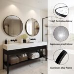 Black Round Mirror, Round Mirror 24 inch, Black Circle Mirrors Metal Frame, Wall Mounted Mirrors for Living Room, Bathroom, Wall, Entryway, Rustic. - Image 3