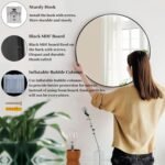 Black Round Mirror, Round Mirror 24 inch, Black Circle Mirrors Metal Frame, Wall Mounted Mirrors for Living Room, Bathroom, Wall, Entryway, Rustic. - Image 4