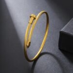 A D. ALLEN & DANMI. 18 K Gold Plated Love Bangle Bracelet Set Flexible Wide Wristband Bangle Bangle Set for Love - Image 4