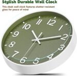 Silent Wall Clock Non-Ticking Battery Operated – Modern Olive Green Analog Wall Clock for Living Room, Kitchen, Office, Bedroom – Stylish Home Wall Decor Clock, 8 Inch - Image 5