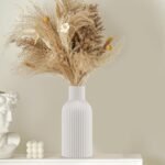White Ceramic Flower Vase, Minimalist Modern Home Decor, Matte Finish Pampas Grass Vase for Table, Fireplace, Shelf, Mantel, Entryway and Centerpieces - Image 4