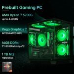 PC Gaming Desktop AMD Ryzen 7 5700G RAM 16G 3200MHz DDR4 1TB M.2 Prebuilt Computer Tower 550W Bronze Power Supply ARGB Air Colling Computer for Office Game - Image 3