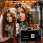 4K Digital Camera for Photography 64MP WiFi Vlogging Camera for YouTube Autofocus 3" 180° Flip Screen 16X Zoom Compact Travel Cameras with Anti-Shake, SD Card, 2 Batteries & Battery Charger - Image 5