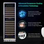 200 Bottle Dual Zone Wine Fridge - 24 Inch Large Wine Cooler Refrigerator, Freestanding and Built-in Design, Upgraded Compressor Cooling, Intelligent Temperature Memory - Image 5