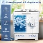 Giantex Portable Washing Machine, 20lbs Washer and Spinner Combo, Twin Tub 12lbs Wash & 8lbs Spin, Mini Compact Laundry Clothes Lavadora Portatil for Apartment Dorm RVs (White & Grey) - Image 3