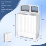 Giantex Portable Washing Machine, 20lbs Washer and Spinner Combo, Twin Tub 12lbs Wash & 8lbs Spin, Mini Compact Laundry Clothes Lavadora Portatil for Apartment Dorm RVs (White & Grey) - Image 5