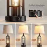 Black Table Lamps for Living Room Set of 2 - Farmhouse Lamps for Night Stands with USB A+C, Bedside Lamps for Bedroom, 24'' Industrial Lamp for Living Room End Tables - Image 3