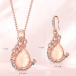 MTLEE 4 Set Peacock Jewelry Sets for Women Crystal Necklace Earrings Rhinestone Waterdrop Pendant Heart Charm Hook Earrings Indian Jewelry Set for Mother's Gift Valentine's Gifts Lover Ladies - Image 3