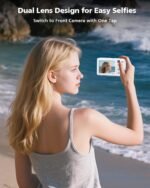 4K Digital Camera, 64MP Autofocus Vlogging Camera with Front Rear Lens, Flash, 16X Zoom, Anti-Shake, 32GB Card, Compact Point Shoot Camera for Teens Adult Beginner Travel Photography(White) - Image 4