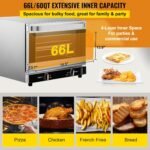 VEVOR Commercial Convection Oven, 66L/60Qt, Half-Size Conventional Oven Countertop, 1800W 4-Tier Toaster w/Front Glass Door, w/Trays Wire Racks Clip Gloves, 120V - Image 4