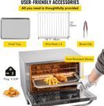 VEVOR Commercial Convection Oven, 66L/60Qt, Half-Size Conventional Oven Countertop, 1800W 4-Tier Toaster w/Front Glass Door, w/Trays Wire Racks Clip Gloves, 120V - Image 7