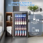 95 Cans Beverage Refrigerator, 26 Bottle Mini Fridge, 2.7 cu.ft Drink Fridge Digital Temperature Control for Bottled Beer, Soda,Water - Image 3