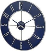 Bulova Blue Steel Oversize Wall Clock |Model C4809, 27" Diameter | Sleek Silver and Blue Finish | Contemporary Design | Battery Operated - Image 3