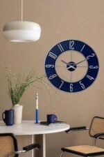 Bulova Blue Steel Oversize Wall Clock |Model C4809, 27" Diameter | Sleek Silver and Blue Finish | Contemporary Design | Battery Operated - Image 5