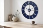 Bulova Blue Steel Oversize Wall Clock |Model C4809, 27" Diameter | Sleek Silver and Blue Finish | Contemporary Design | Battery Operated - Image 6